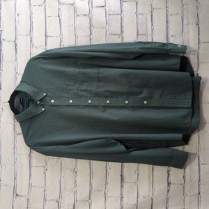 Haggar Green Blue Wrinkle-free Button Down Dress Shirt Men's Size XXL